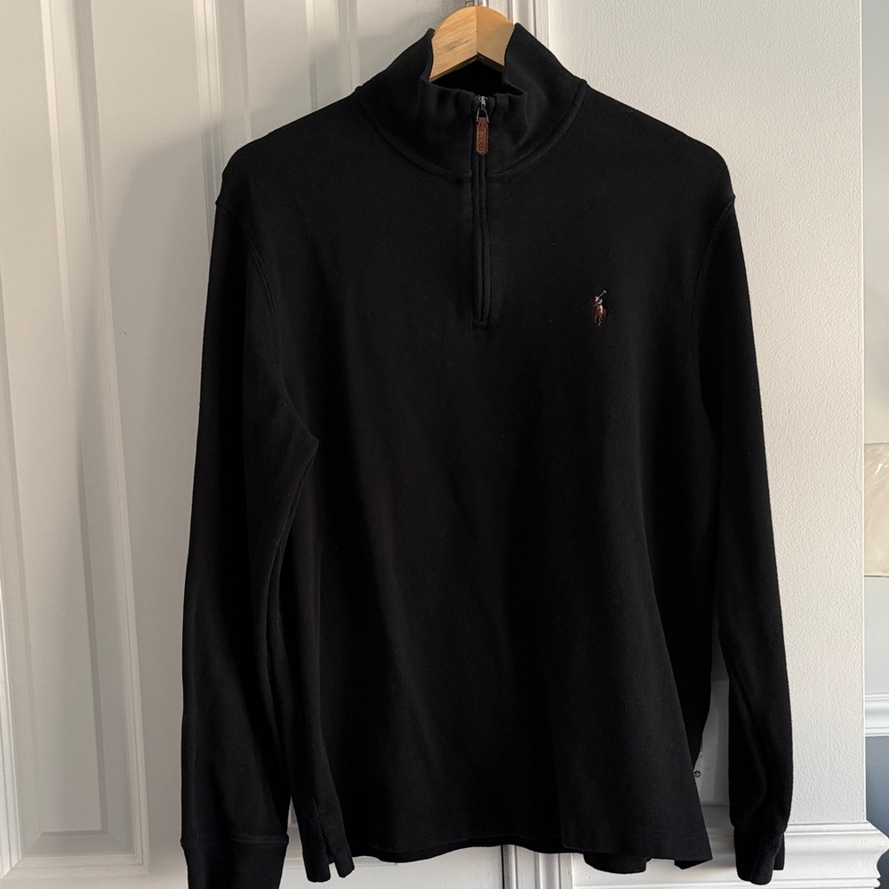 Polo by Ralph Lauren Men's Black Quarter Zip Sweater size Large